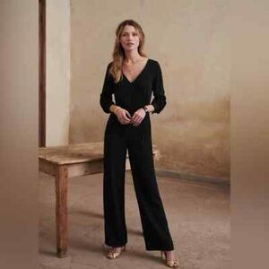 Sezane vanilla noir jumpsuit